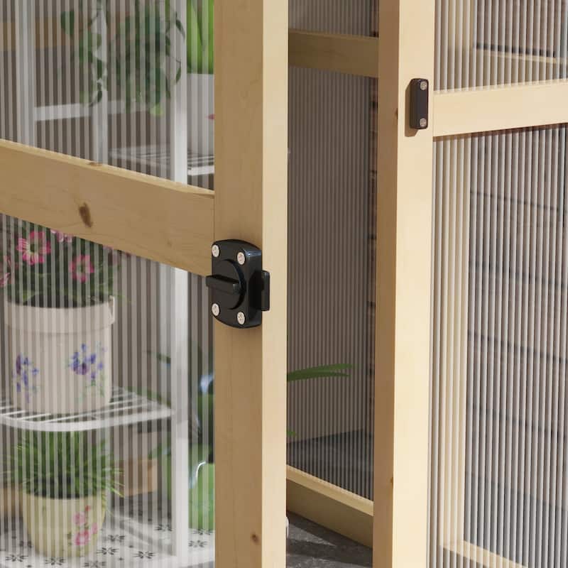 Outsunny 6.5' x 4' x 6.7' Walk-in Polycarbonate Greenhouse with Automatic Temperature Window and Lockable Door