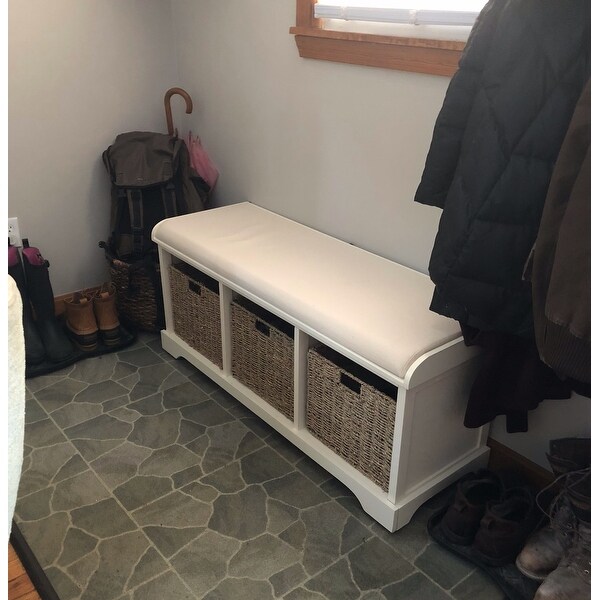 Shop Black Friday Deals On Safavieh Lonan White 3 Drawer Wicker Storage Bench 47 X 16 1 X 19 9 Overstock 9048979