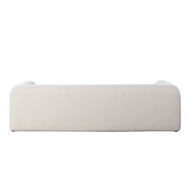 Foxo Retro Sofa, 2 Accent Pillows, Padded Ivory Velvet, 99 Inch
