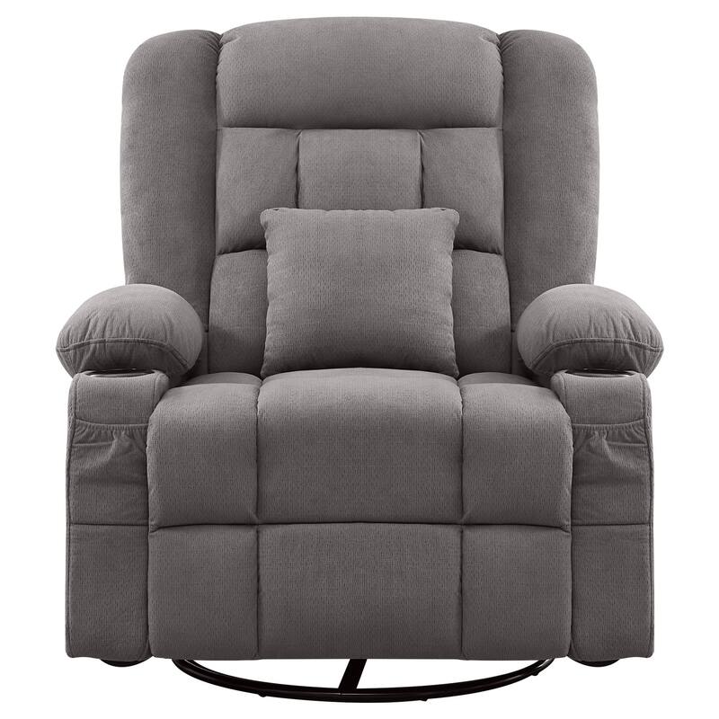 Recliner Chair with 4-Point 3D Kneading Massage and Heat for Living Room - Gray