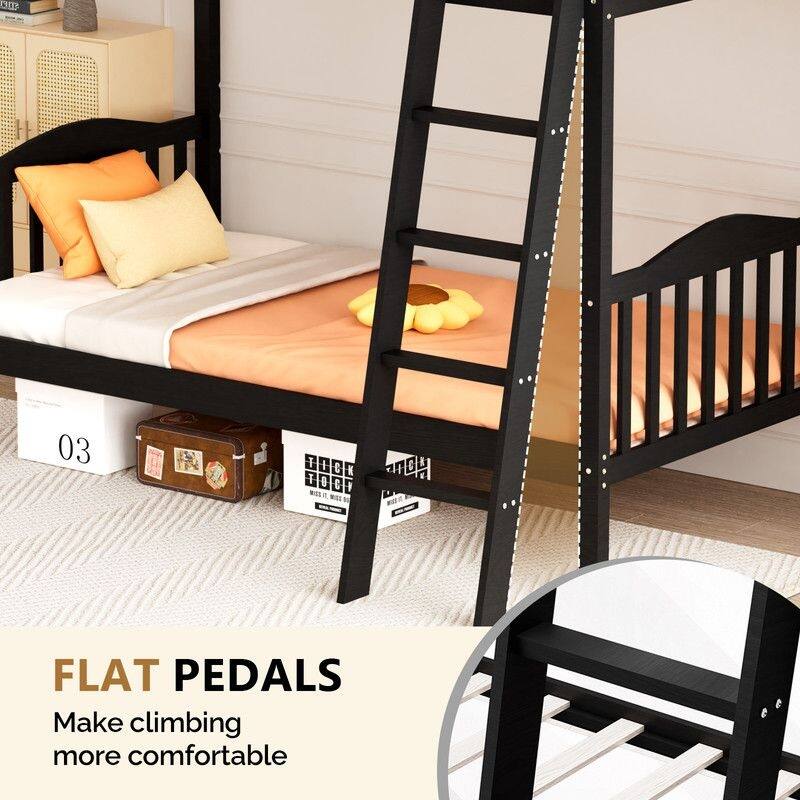 Twin Over Twin Solid Wood Bunk Bed for Kids and Adults, No Box Spring Required