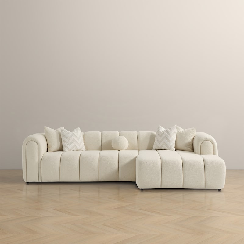 Sacramento Luxury Modern Tufted Ivory Boucle Sectional Couch