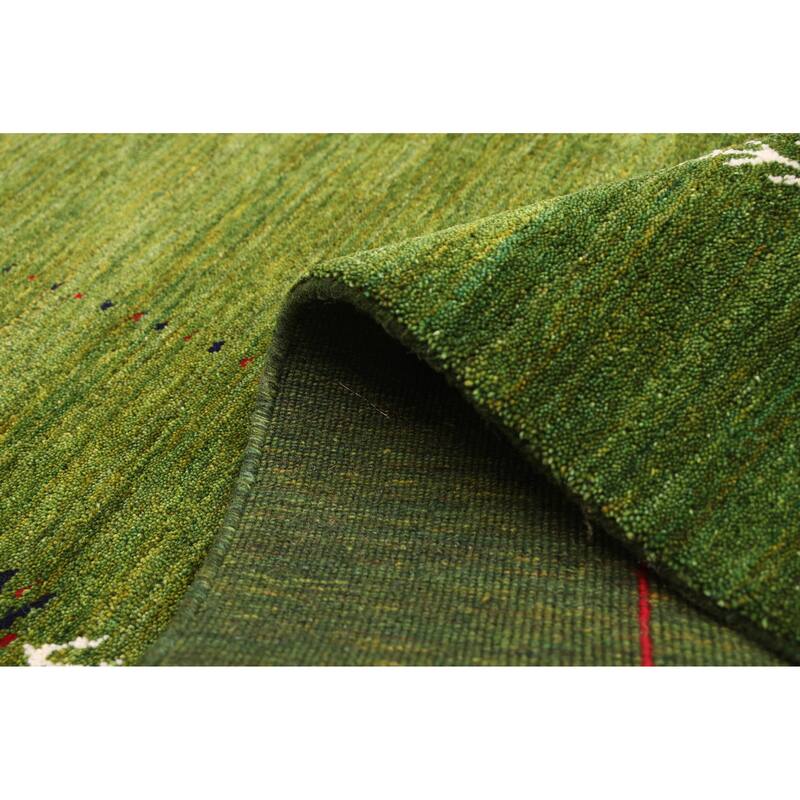ECARPETGALLERY Hand Loomed Kashkuli Gabbeh Green Wool Rug - 4'11 x 7'9