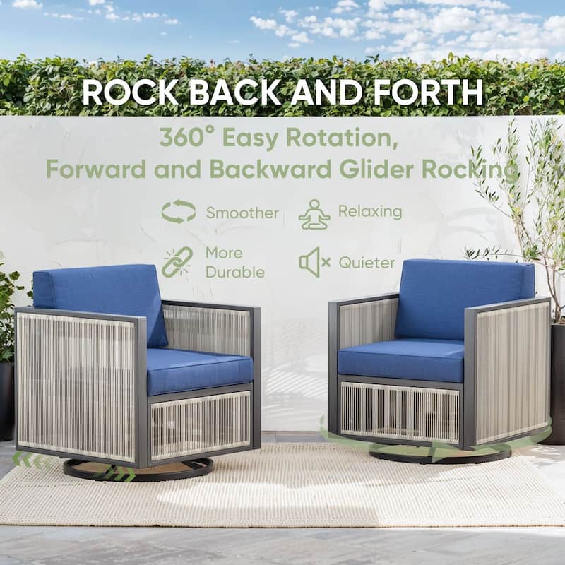 Pocassy 7-Piece Outdoor Sofa Swivel Chair with Ottoman