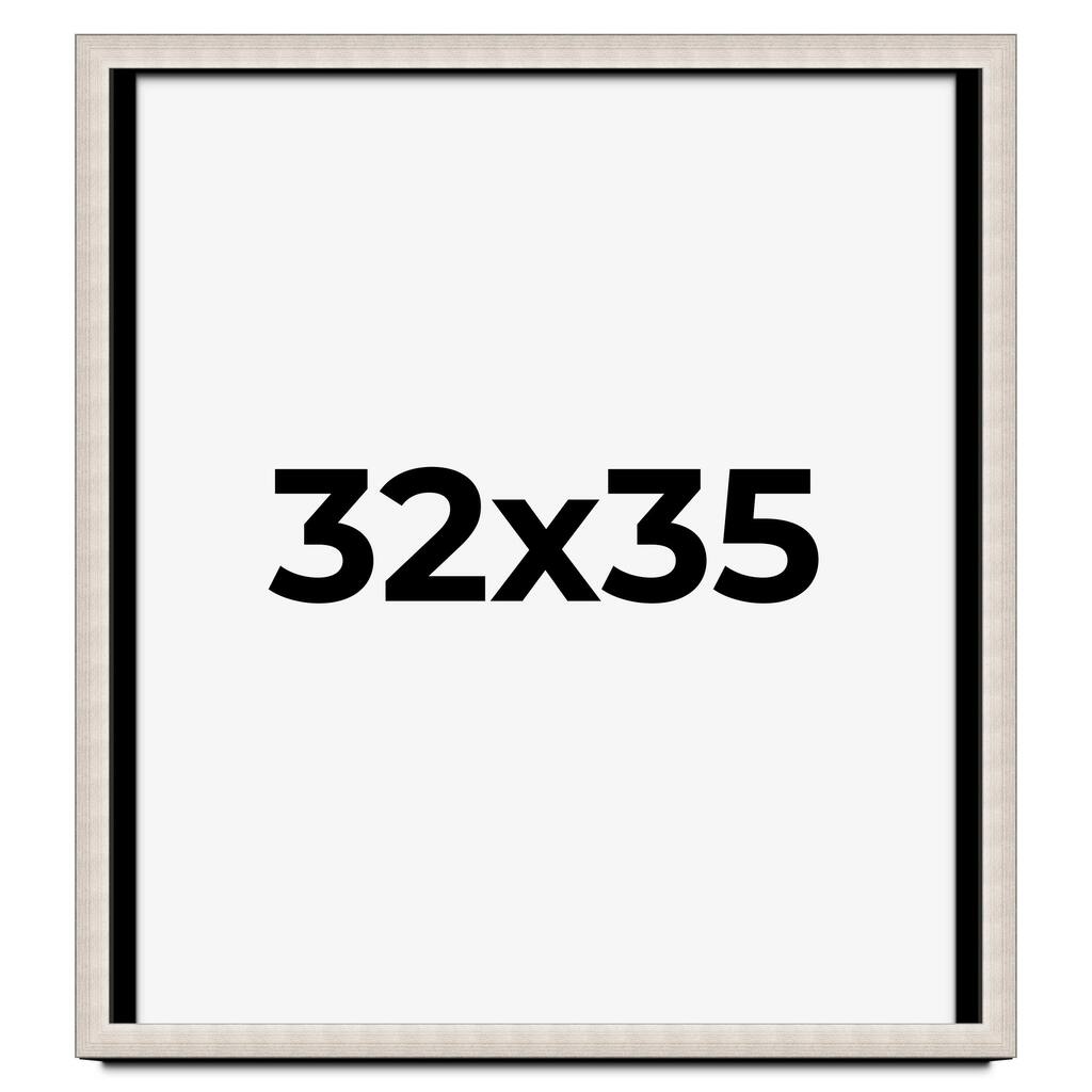 32x35 Shadow Box Frame Silver Real Wood Contemporary Shadowbox Display Frame UV Acrylic Front Acid Free Backing and Hardware