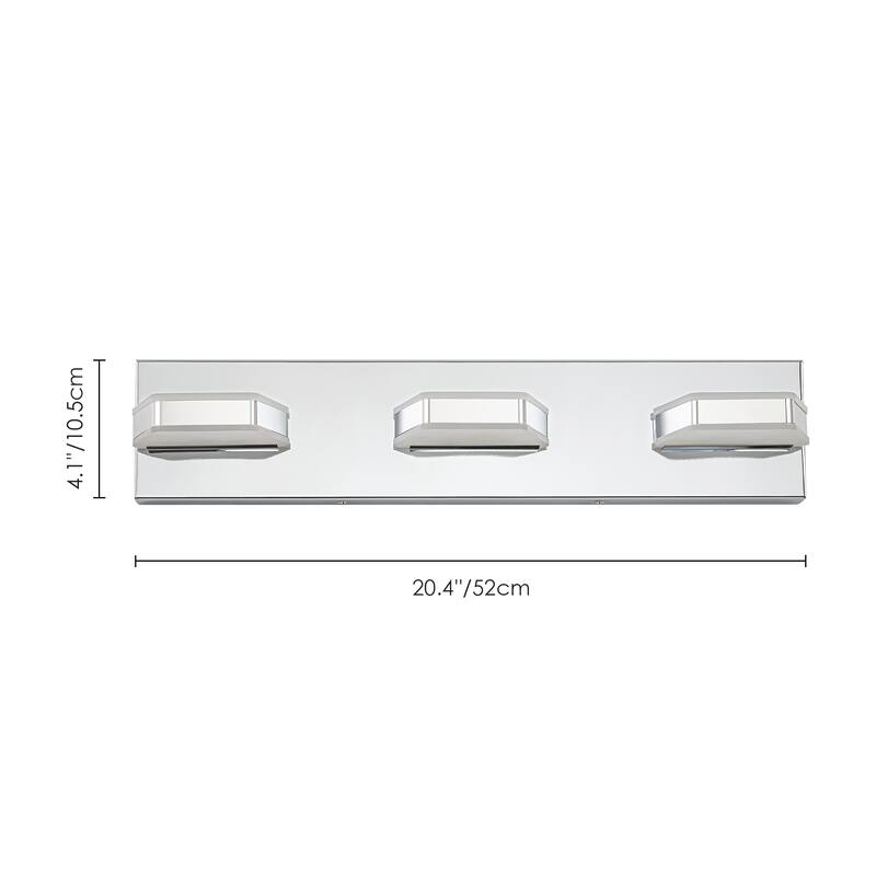 3-Light Modern Rectangular Dimmable LED Bathroom Vanity Light