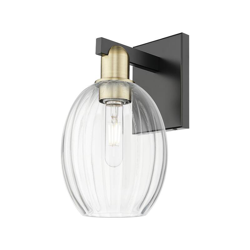 Innovations Lighting 716-1W-13-6 Preston Sconce Preston 13" Tall Wall - Black Antique Brass / Clear