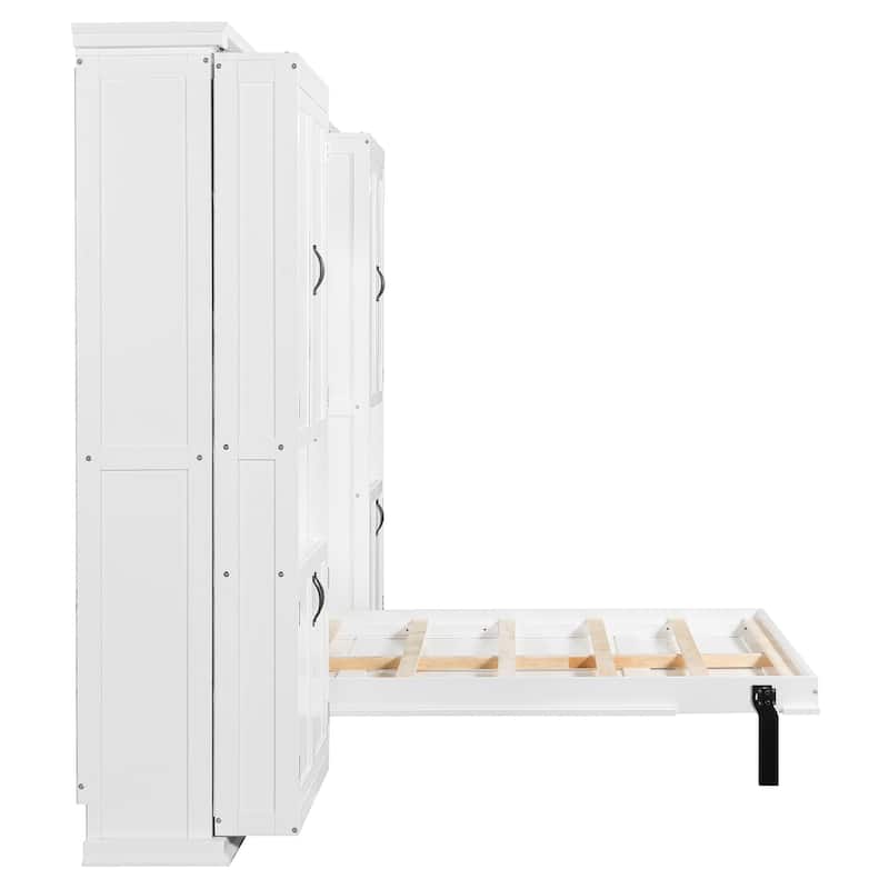 Murphy Bed Heavy Duty Cabinet Bed with Storage Shelves Queen Size