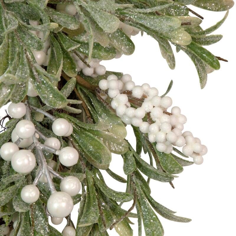 Artificial Christmas Wreath with Frosted Foliage Berries 20 Inch Unlit