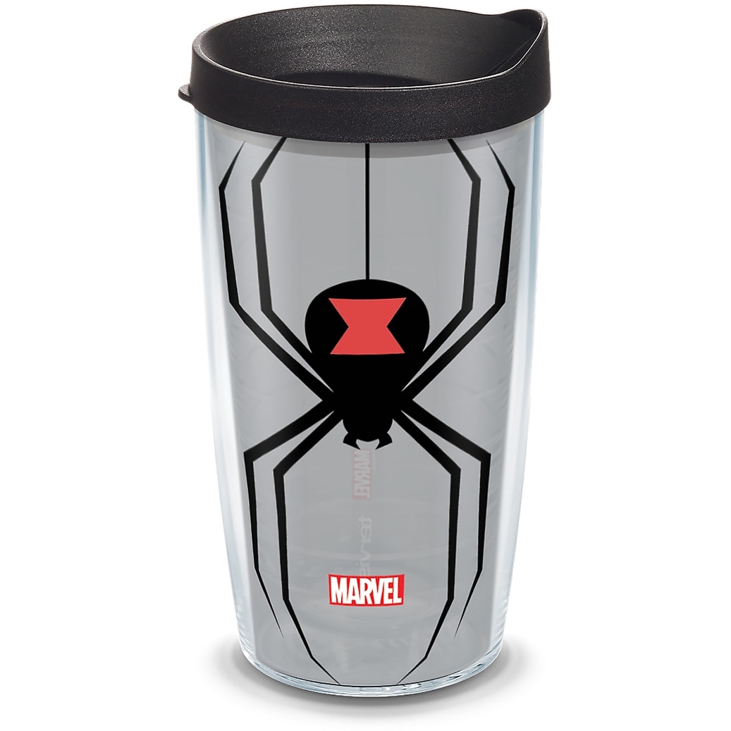 Tervis Marvel Black Widow Made in USA Double Walled Insulated Travel Tumbler, Clear