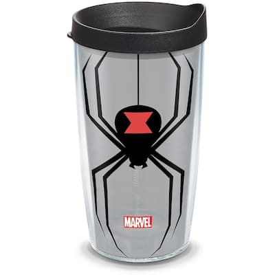 Tervis Marvel Black Widow Made in USA Double Walled Insulated Travel Tumbler, Clear