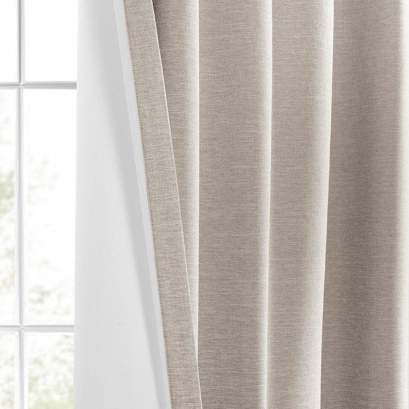 Exclusive Fabrics Boho Chic Faux Linen Blackout Curtains for Bedroom & Living Room Curtains - 2 Panel Drapes