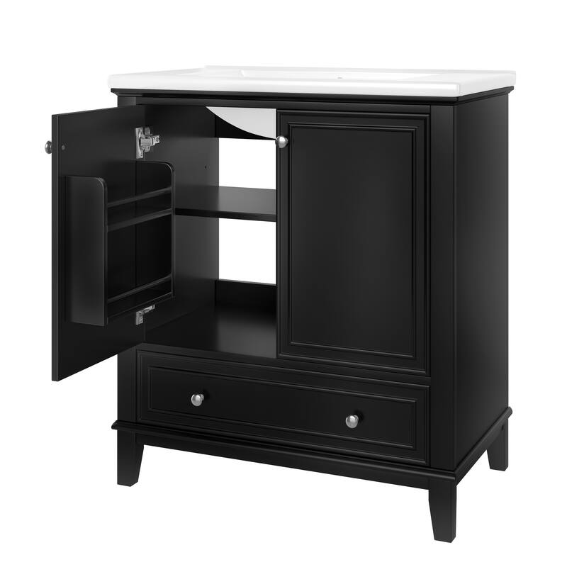 30" Bathroom Vanity with Sink Combo, Multi-functional Bathroom Cabinet with Doors and Drawer, Solid Frame and MDF Board