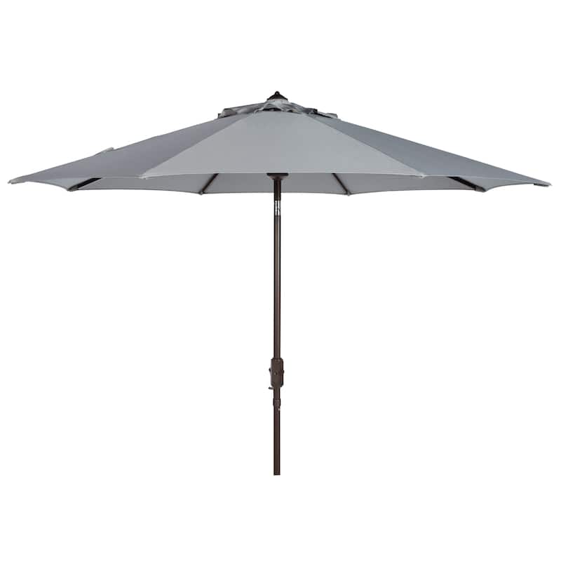 SAFAVIEH Rieta Aluminum Tilt And Crank 9-Foot Patio Umbrella, Base Not Included - Grey