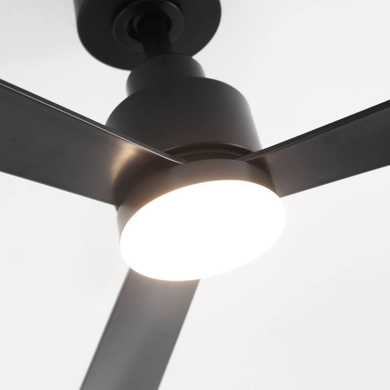 52" Modern Integrated LED Black Ceiling Fan with Light and Remote
