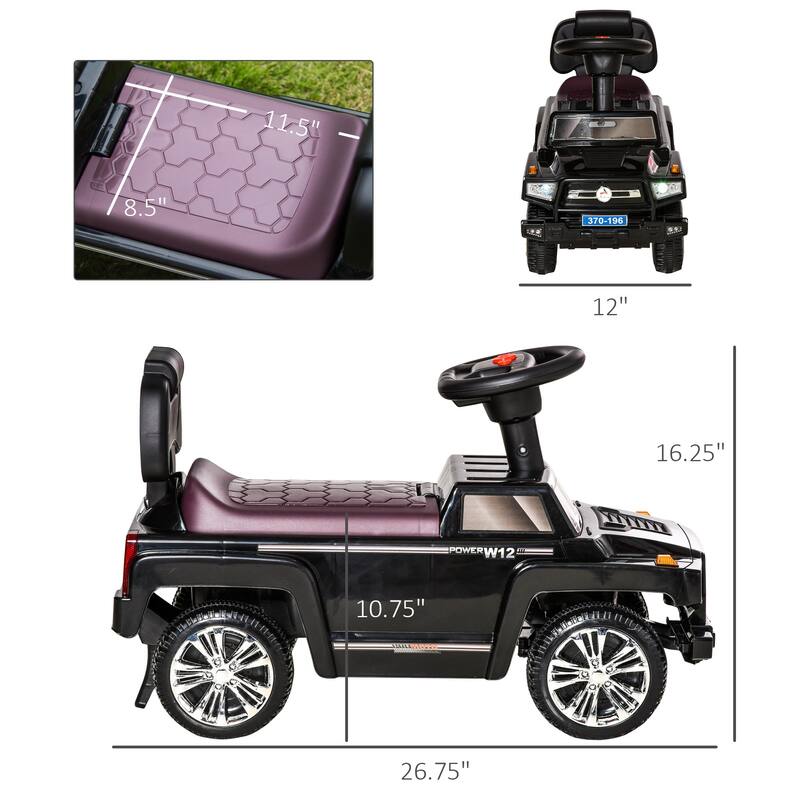 Kids Ride-On Push Car with Anti-Dumping System, Music, and Working Headlights