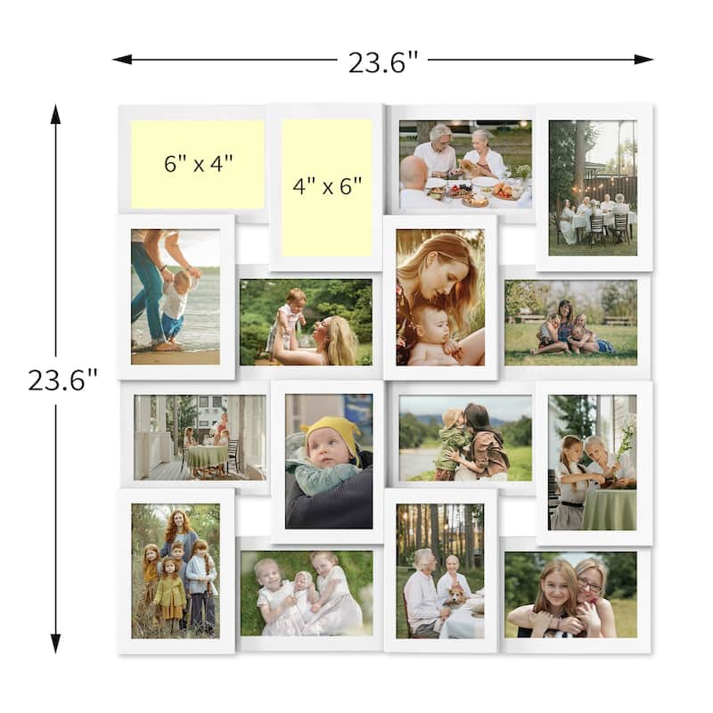 16 Opening Collage Picture Frames Large Photo Frame Collage Wall Hanging for 4x6 Photo