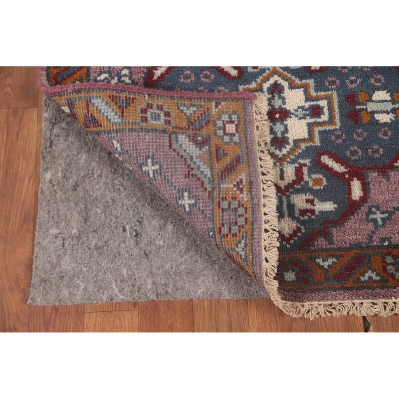 Geometric Purple Kazak Oriental Runner Rug Handmade Wool Carpet - 2'6"x 9'8"