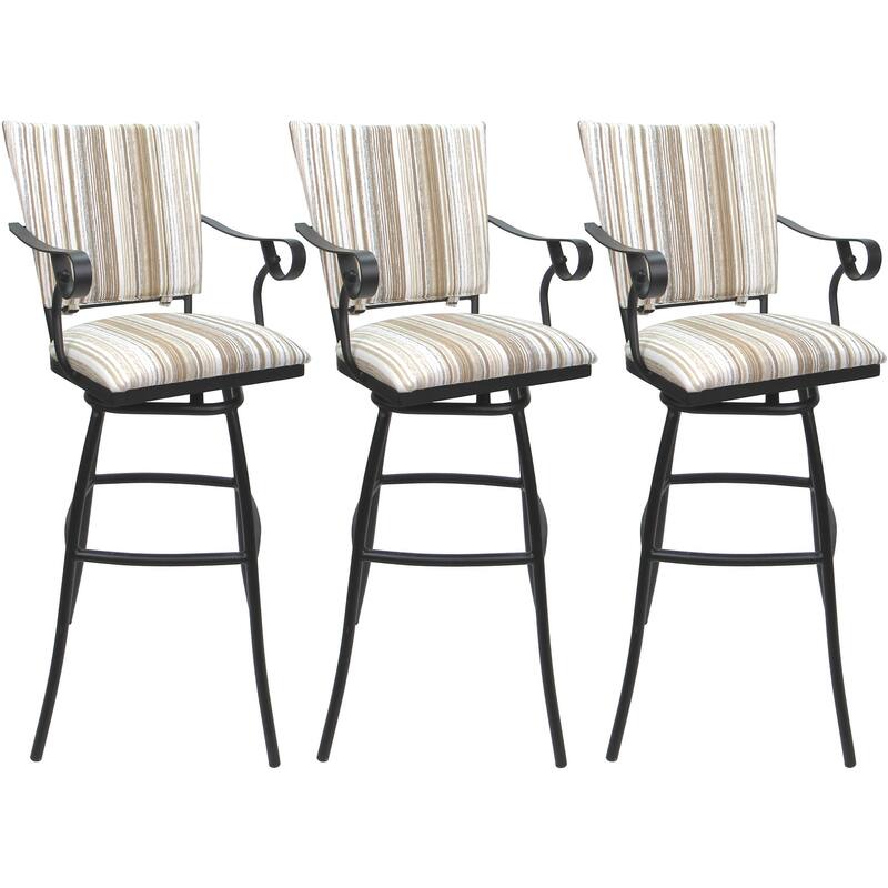 Set of 3 Outdoor Indoor Bar Stool Counter Extra Tall - Jenna PB Arms - Driftwood Whitelinen - Gray - Counter Height