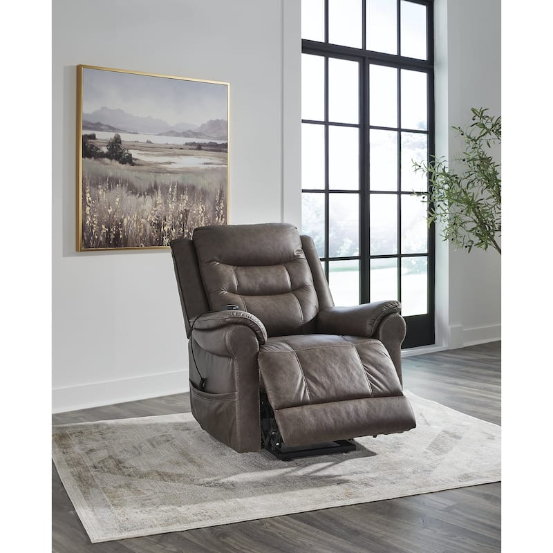 Signature Design by Ashley Oatman Dark Gray Power Lift Recliner