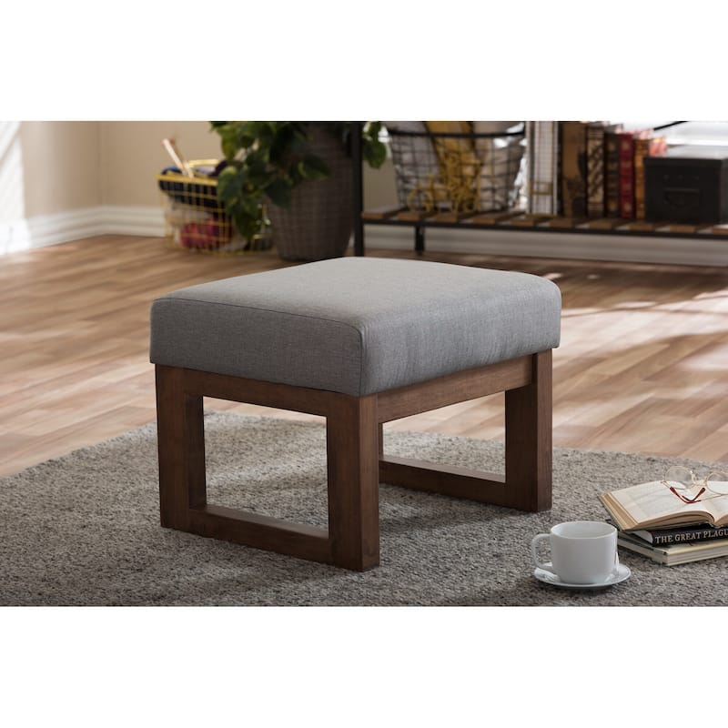 Carson Carrington Honningsvag Mid-century Modern Grey Upholstered Ottoman Stool