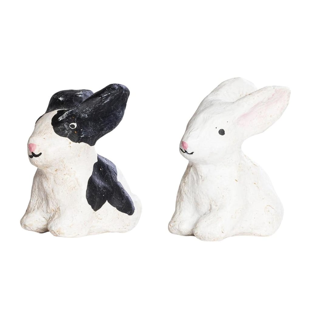 Transpac Mini Paper Mache Bunnies Set of 2 Home Decorations Easter