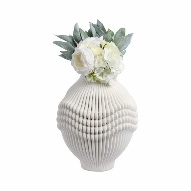 Decorative Vase - Ivory Ceramic 3D Printed Artistic