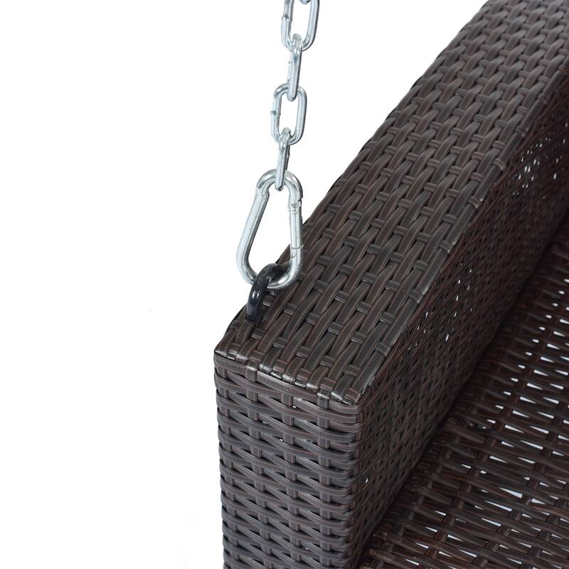 Wicker Porch Swing for 2 with Includes Cushion and Pillows, 500lb Capacity Rust-Proof Chains