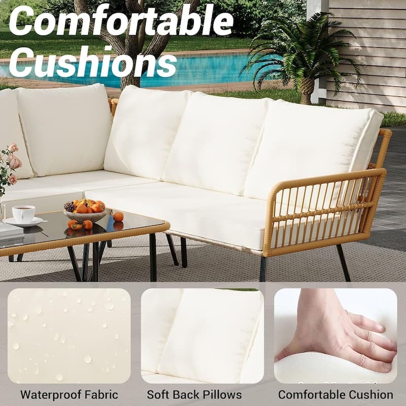 4-Piece Outdoor Patio Bistro Set with Cushions & Side Table