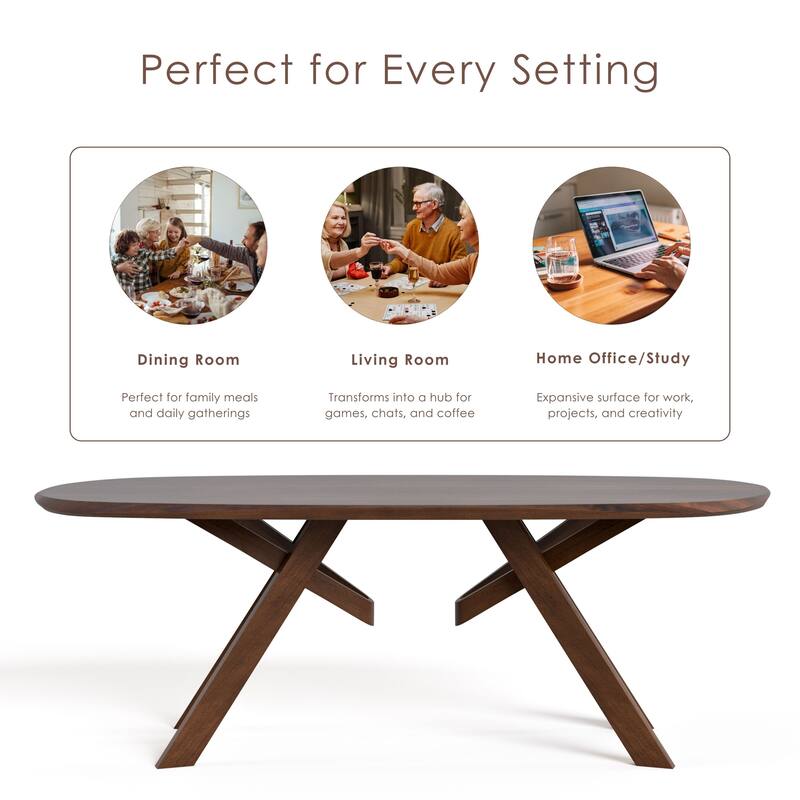 Furniture of America Abigail VI Mid-Century Modern 7-Piece Walnut Handfinished Solid Wood Dining Set