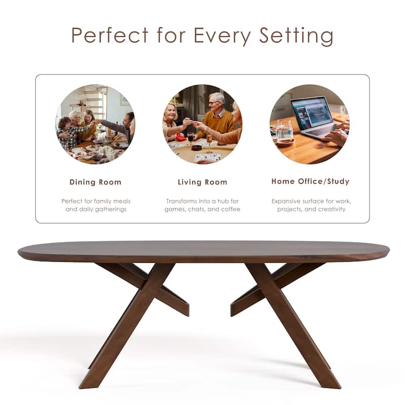 Furniture of America Abigail VI Mid-Century Modern 7-Piece Walnut Solid Wood Dining Set