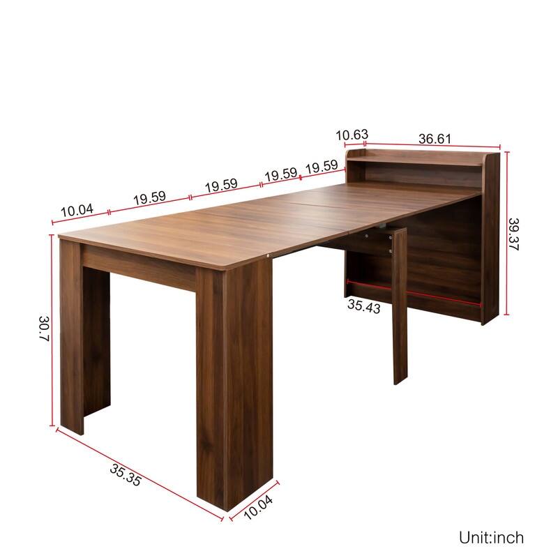 Modern Extendable Wooden Dining Table with Storage