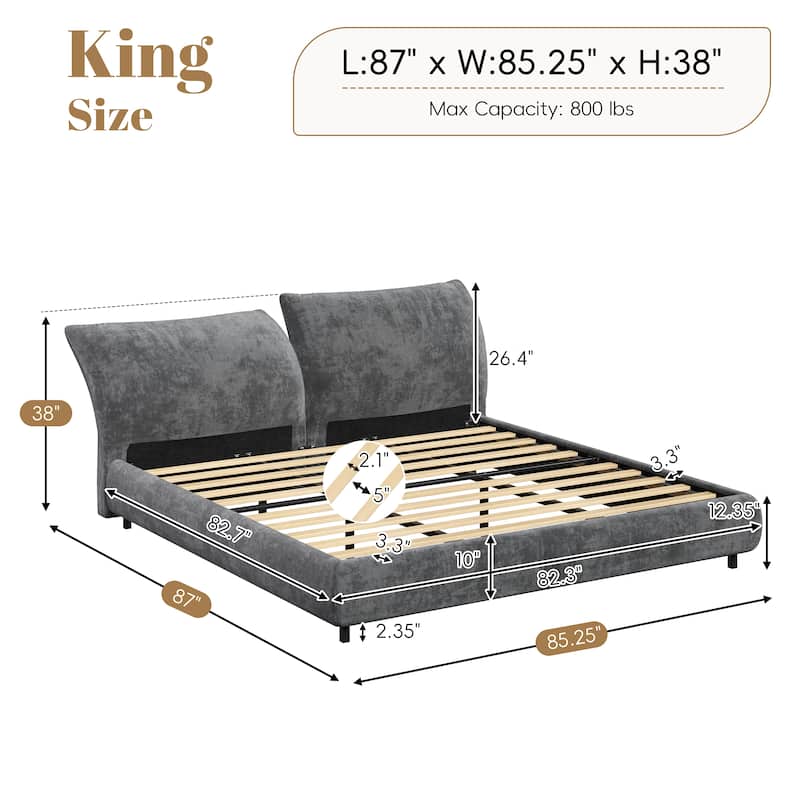 Christopher Knight Home - Julian Modern Fabric Upholstered Bed Frame with Adjustable Cushions and No Box Spring Design