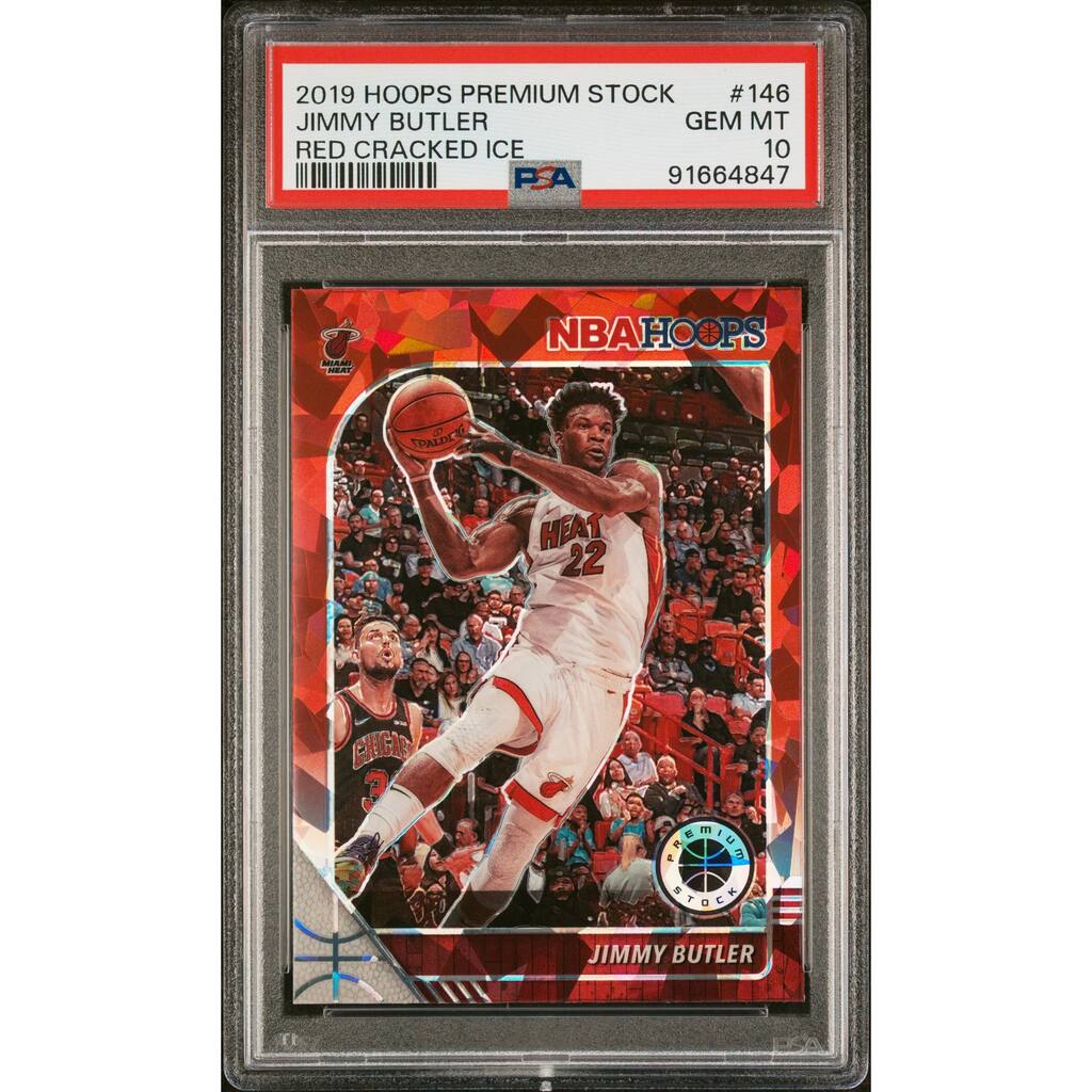 Jimmy Butler 2019 Panini Hoops Premium Stock Red Cracked Ice Card #146 PSA 10 - 8'6" x 11'6"