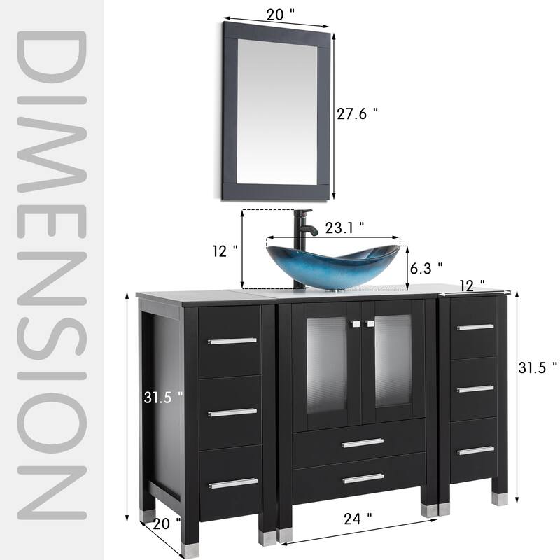 48" Bathroom Vanity with Sink Set Side Cabinet Combo