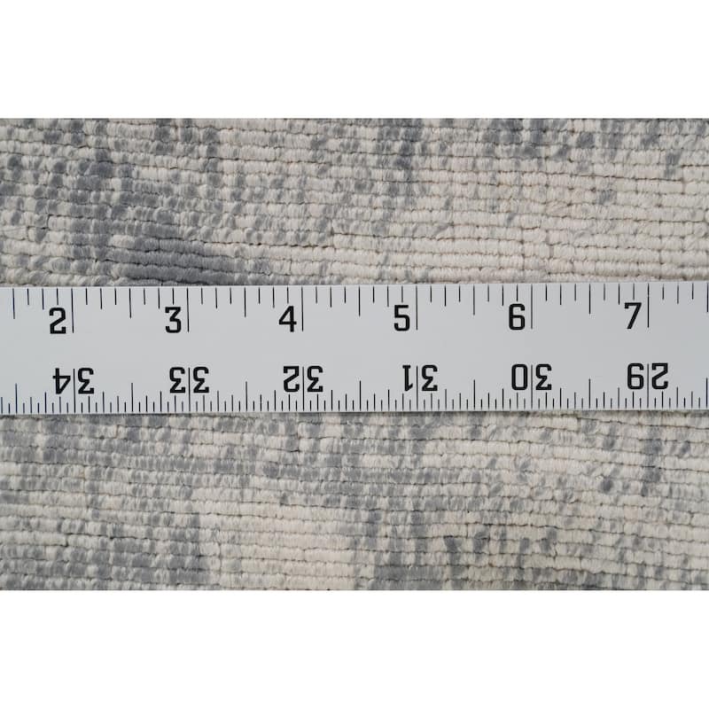 Hand Knotted Oriental Viscose Silk Carpet Modern Pictorial Greys & Charcoal Abstract Area Rug - 6' 6'' X 4' 5''