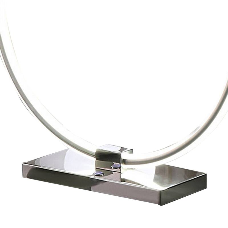 Sine 21 Inch Table Lamp, Modern Circle Ring LED, Sleek Silver Metal Base
