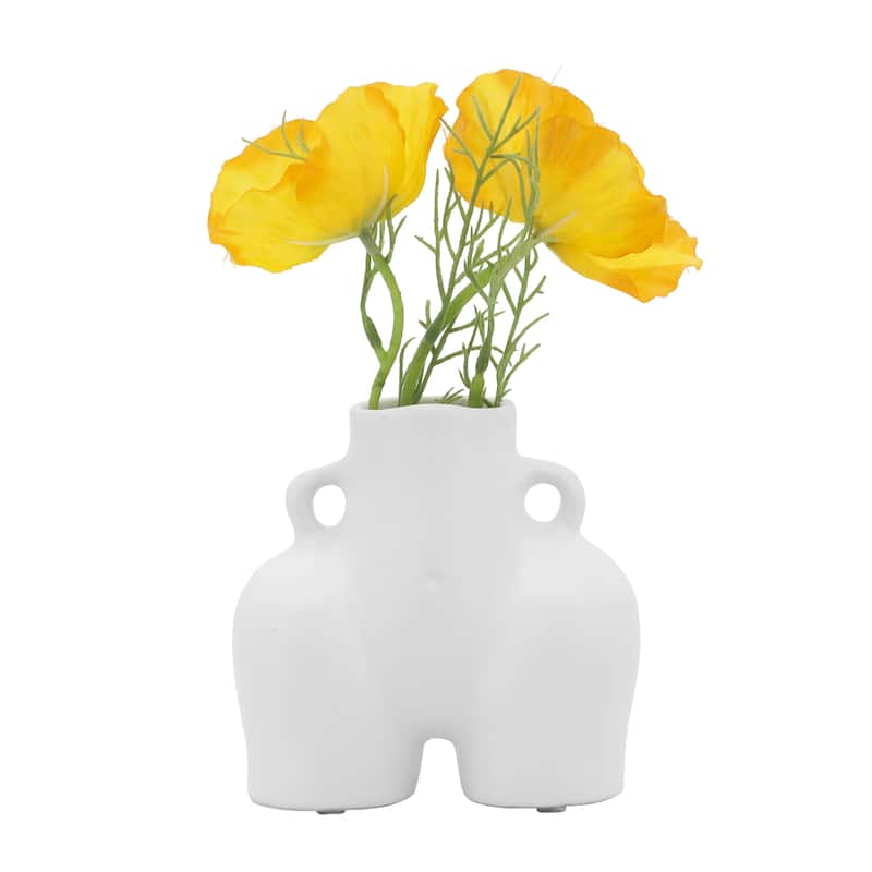 Sagebrook Home 6" Half Body Vase Contemporary Abstract Ceramic Body Shaped Flower Vase Unique Decorative Table Accent