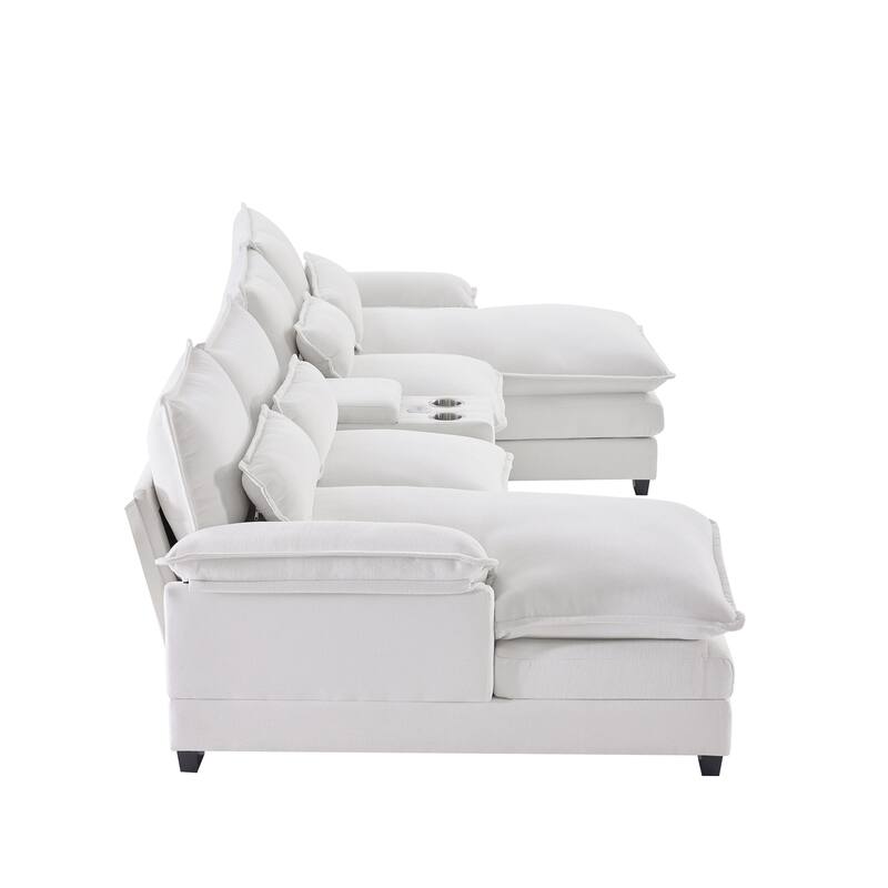 Modern U-shaped Cloud Sectional Couch, Convertible Sleeper Couch