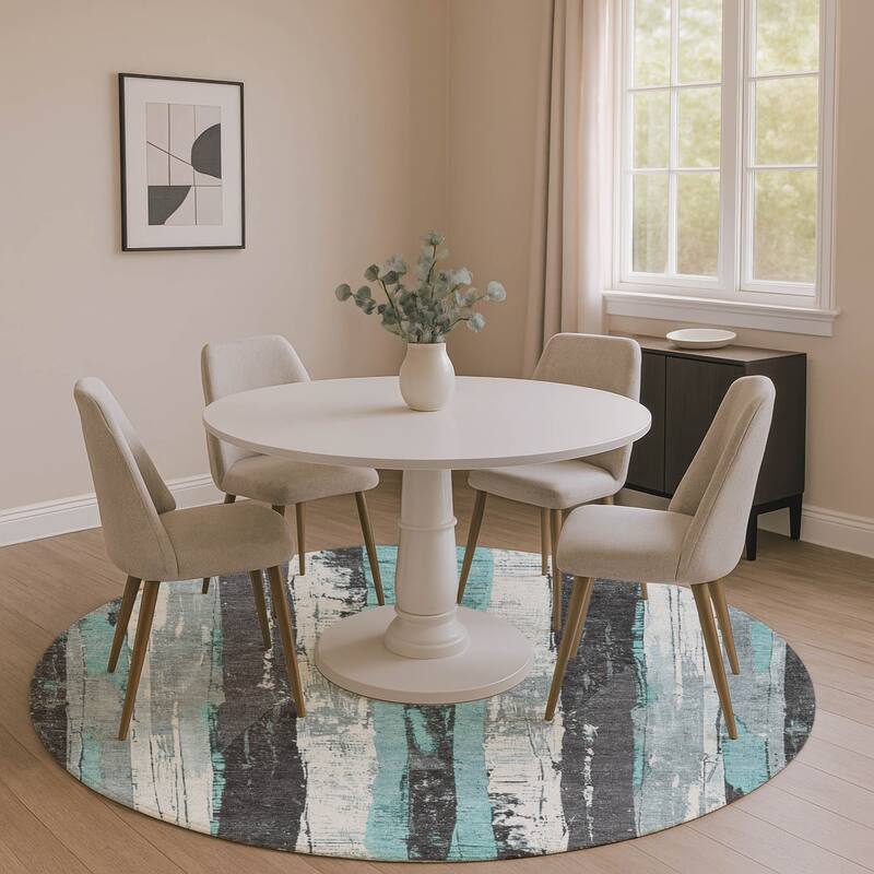 Premium Washable Super Soft Casual Contemporary Mayfield Rug - Teal - 8' x 8'