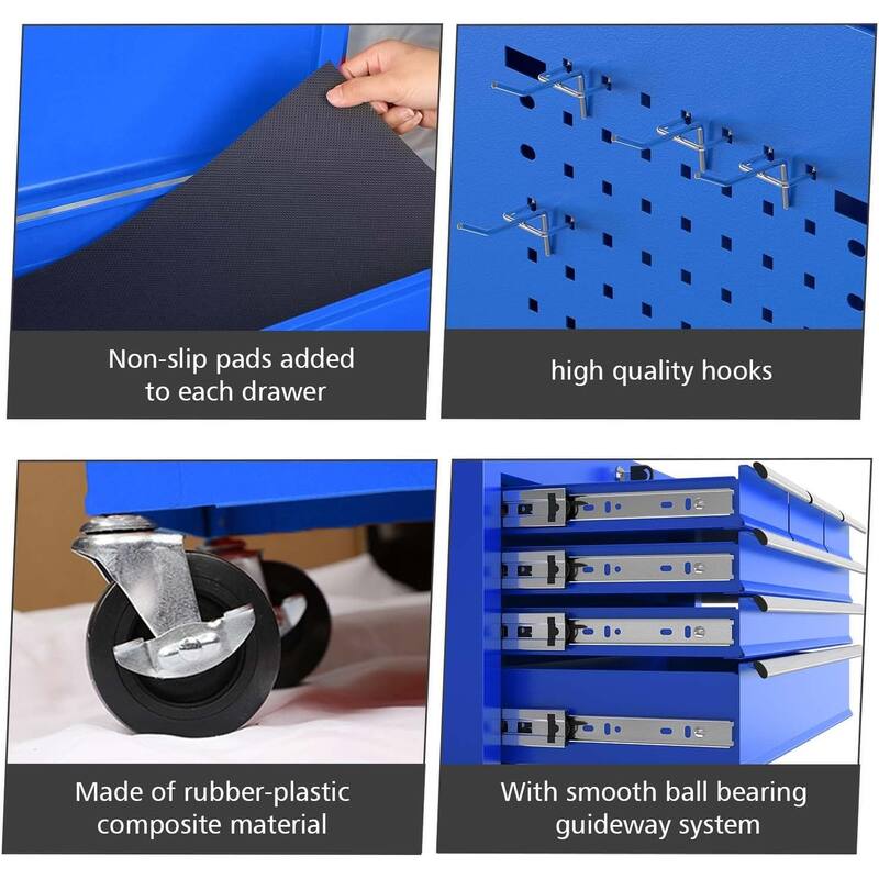 8-Drawer Rolling Tool Storage Cabinet with Detachable Top Tool Box