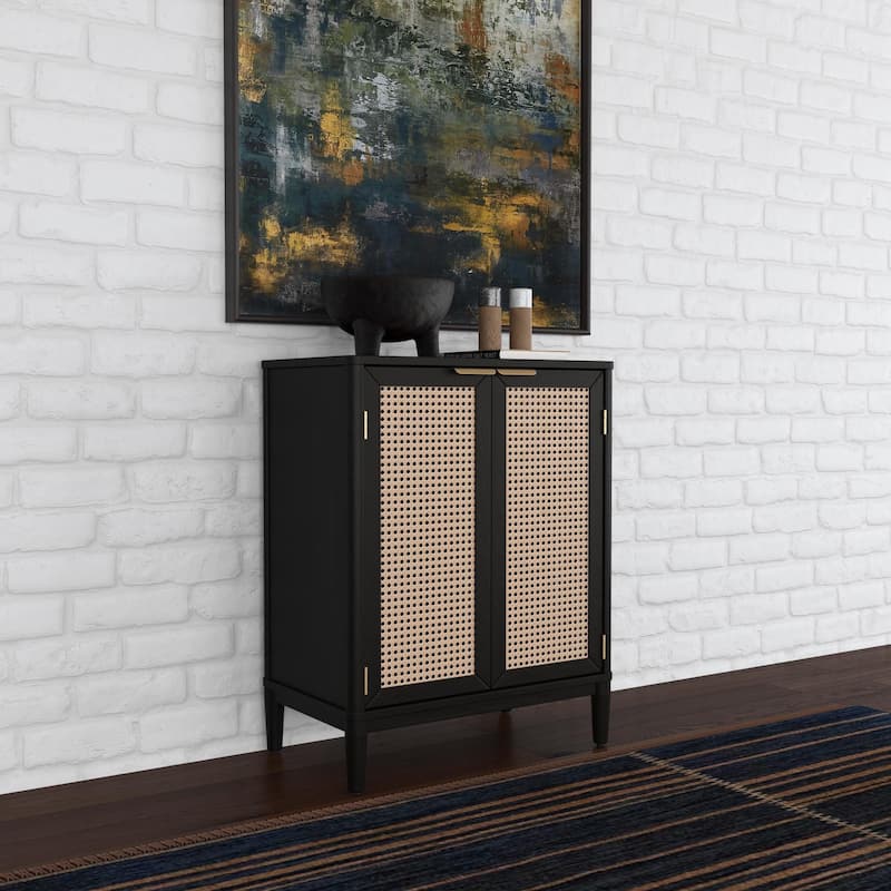 Brentwood Black Wood Bar Cabinet - 29" x 36" x 17"