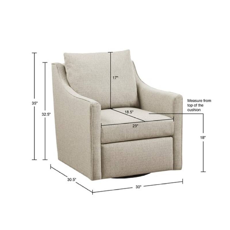 Roomfitters 360 Degree Swivel Accent Armchair, Martha Stewart Bedford Collection Upholstered Seating with Sloped Arms, Natural