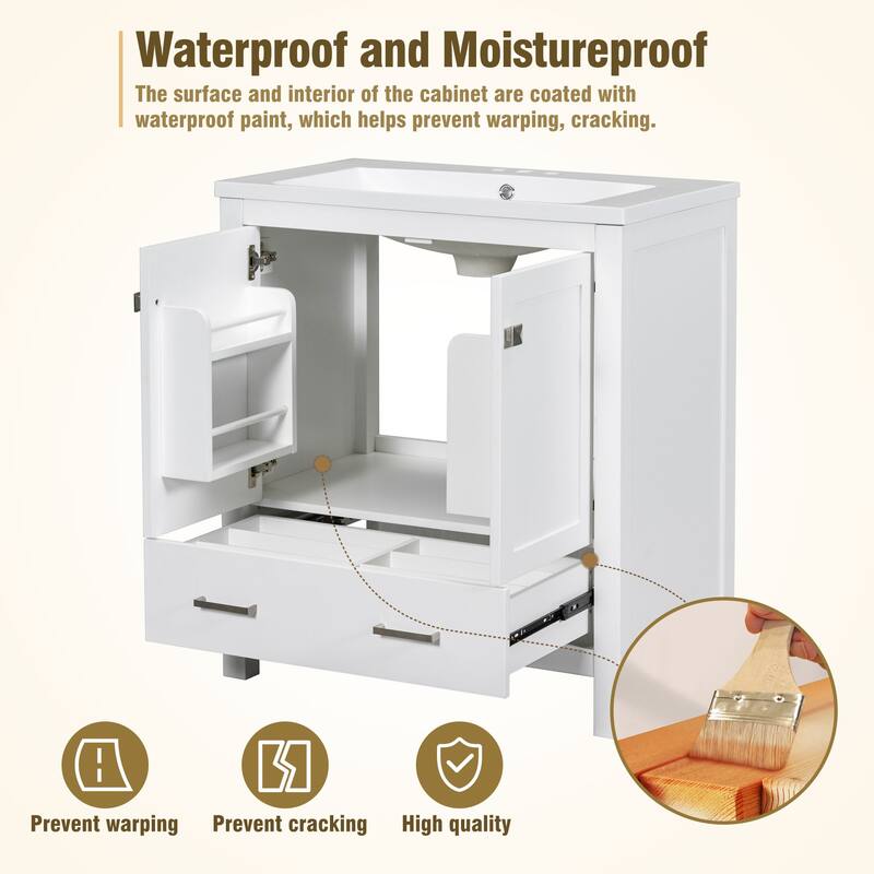 Bathroom Vanity with Single Sink, 2 Soft Closing Doors and a Drawer