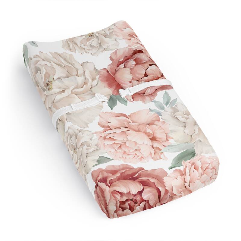 Sweet Jojo Designs Boho Shabby Chic Floral Girl Changing Pad Cover Sheet - Pink, Bohemian, Vintage, Garden, Watercolor, Flower