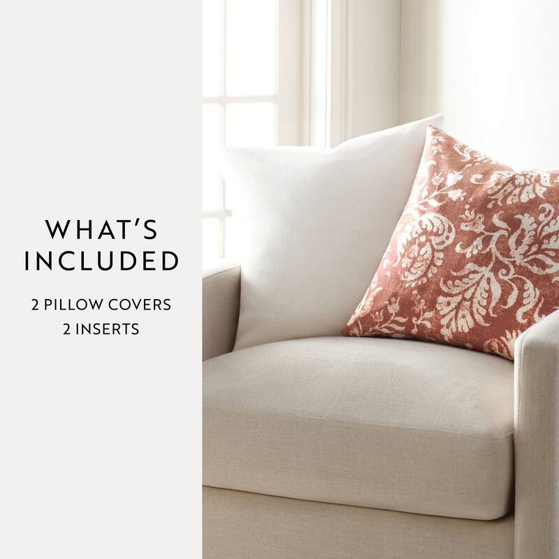 2-Pack Cotton Slub Decor Throw Pillows in Distressed Floral