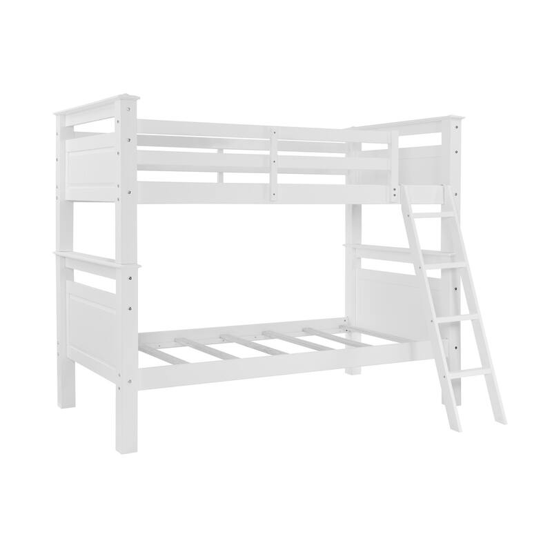 Linon Beckett Wood Twin Over Twin Bunk Bed
