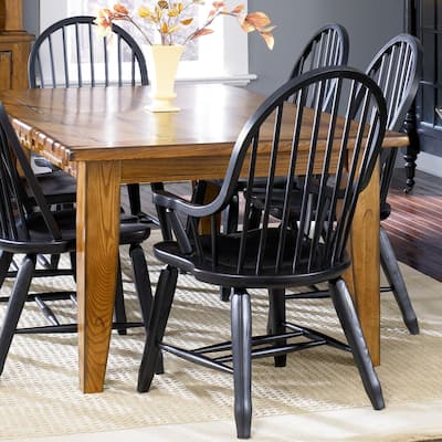 Treasures Rustic Oak and Black 5-piece Bow Back 44x108 Rectangular Dinette Set
