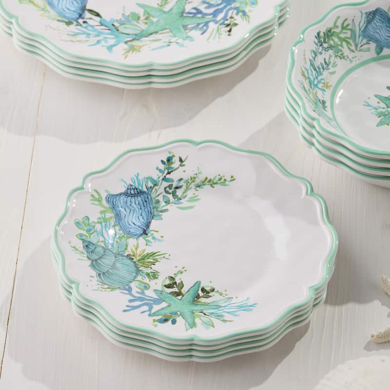 Certified International Sea Glass Melamine 9" Salad/Dessert Plates, Set of 4 - 9.00"L x 9.00"W x 0.50"H
