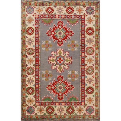 Gray Kazak Oriental Foyer Rug Handmade Wool Carpet - 2'9"x 4'1"